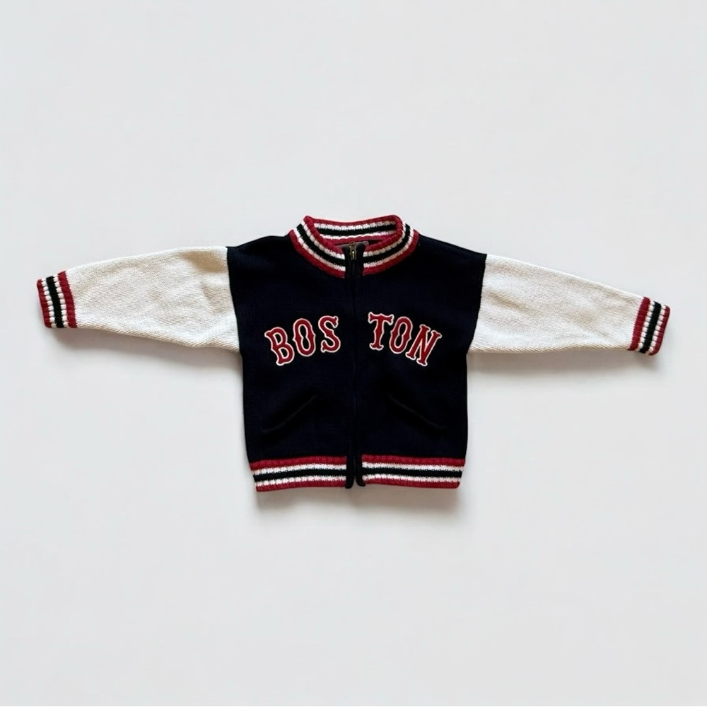 Boston Kids Varsity Jacket - Navy, Red,  and White Boston Red Sox